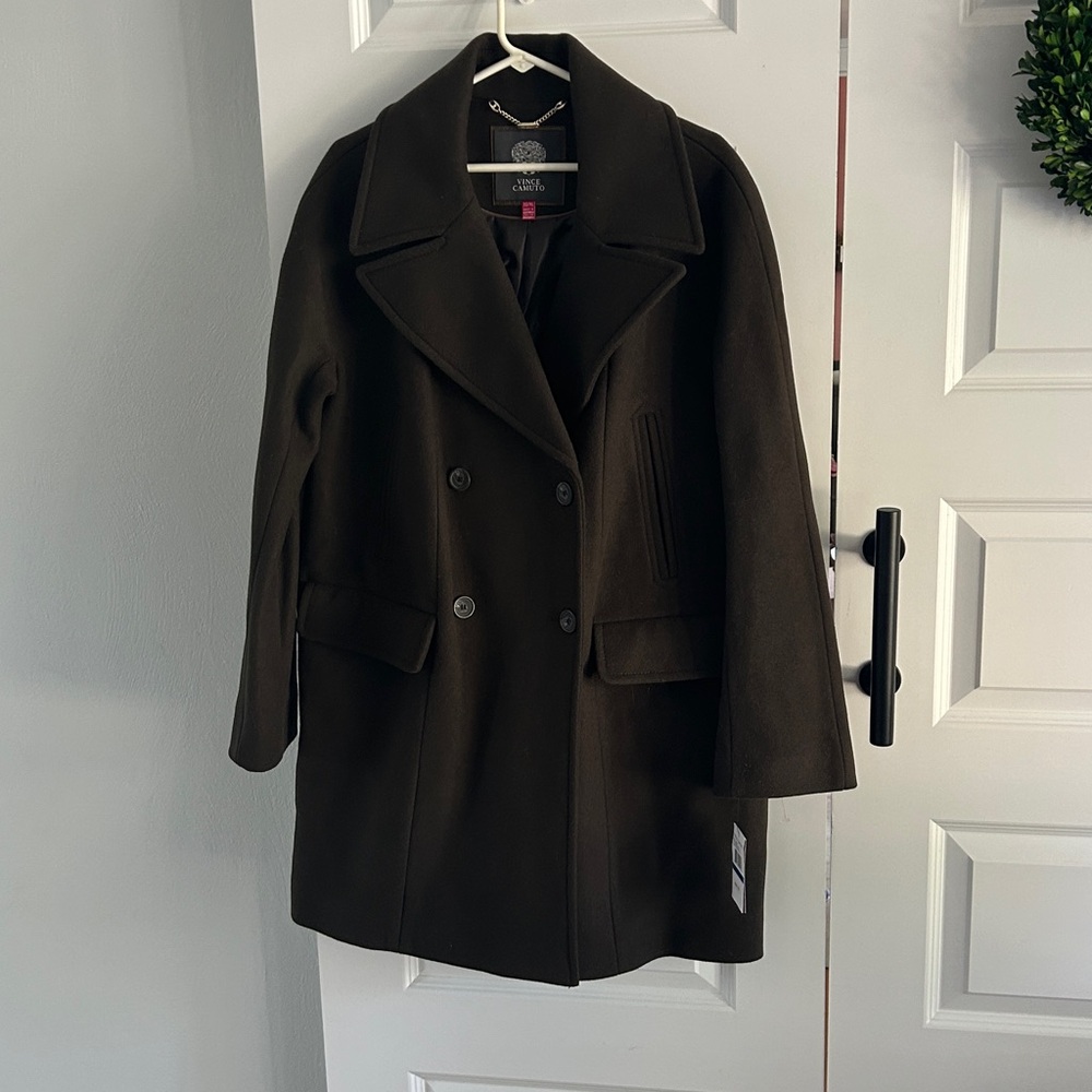 Vince Camuto Olive Wool‎ blend pea Coat size XL